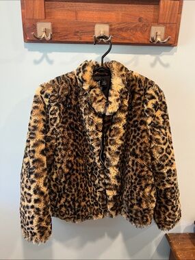 TRF Leopard Print Faux Fur Jacket